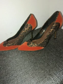 Escarpins femme a talon taille 38 orange léopard 3suisses