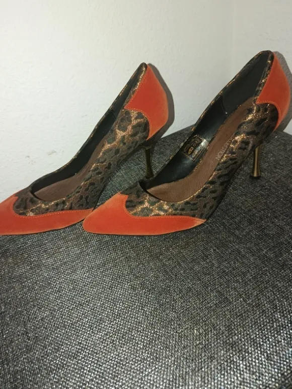 Escarpins femme a talon taille 38 orange léopard 3suisses