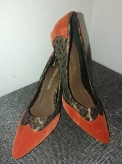 Escarpins femme a talon taille 38 orange léopard 3suisses