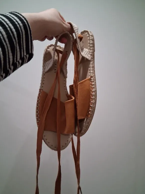 Espadrilles zum Binden, braun, Größe 39, Sinsay