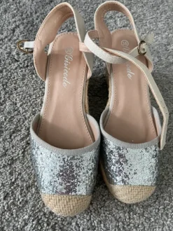 Espandrilles mit Absatz ca 5-6 cm beige Glitzer