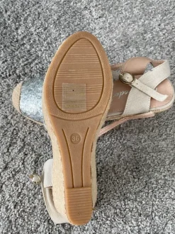 Espandrilles mit Absatz ca 5-6 cm beige Glitzer