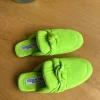 Essentiel Antwerp Slip On Suede Knot Loafer Slippers Lime Green