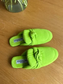Essentiel Antwerp Slip On Suede Knot Loafer Slippers Lime Green