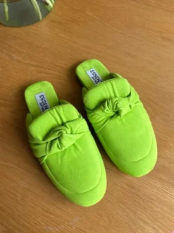 Essentiel Antwerp Slip On Suede Knot Loafer Slippers Lime Green