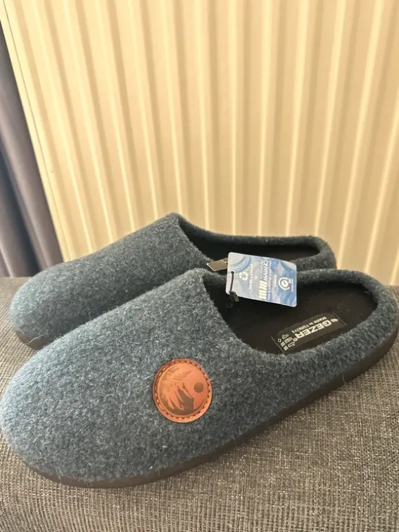 Gezer Neue blaue Filz-Hausschuhe mit Etikett