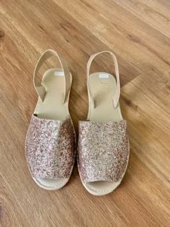 Glitzer Sandalen Offen Neu Gr. 38 Roségold