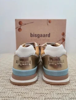 Gouden leren sneakers met klittenband van Bisgaard, maat 34