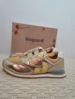 Gouden leren sneakers met klittenband van Bisgaard, maat 34