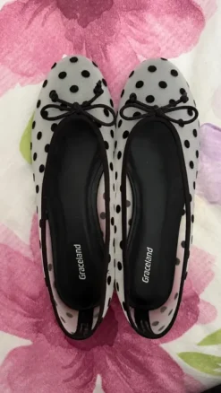Graceland Ballerinas Gr. 39 | Mesh Punkte Polka Dots schwarz weiß 🎀