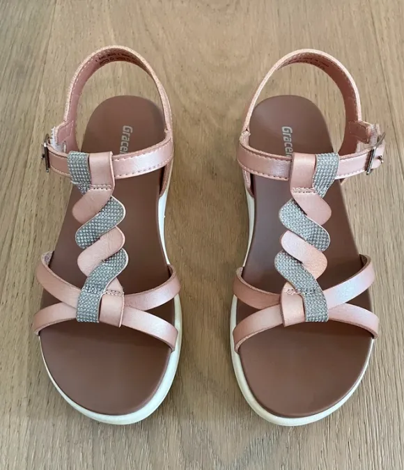 Graceland Sandalen rosegold Glitzer Einschulung Schulanfang Gr. 31