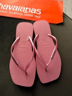 Havaianas | Slim Square Logo Metallic | Pink | 39/40
