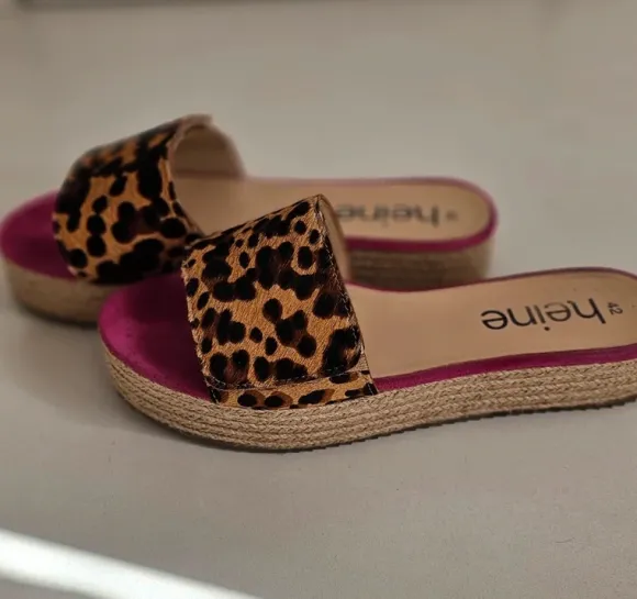 Heine 42 Schlappen Pantoletten Sandalen Leo pink