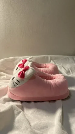 Hello Kitty Plush 3D Slippers | Pink & White | Size 39-41