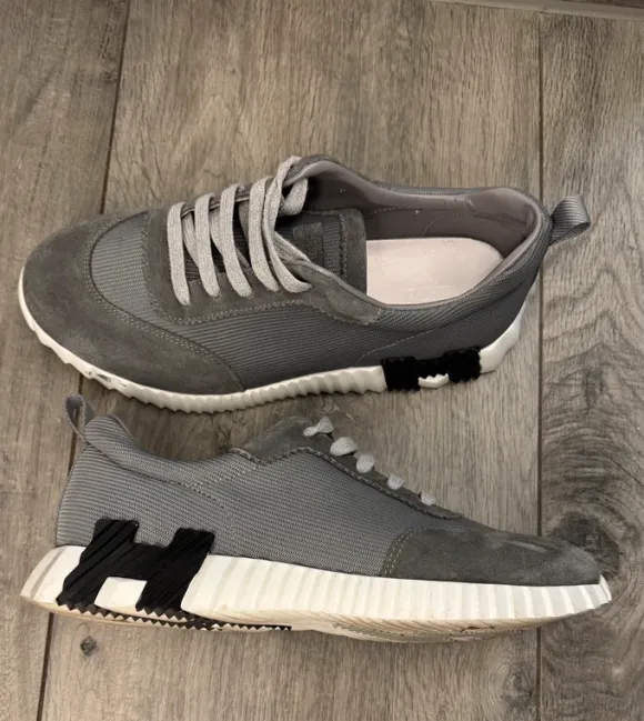 Hermès Bouncing Sneaker – Grau/Weiß – Gr. 45 – Top Zustand