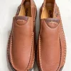 Herren Leder Slipper / Mokassins / bequeme Freizeitschuhe Braun Gr. 47 🤎