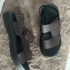 Herren Sandalen Schlappen Neu passt bis Gr.41 dunkelbraun schwarz Klettverschluß leicht