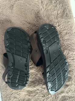 Herren Sandalen Schlappen Neu passt bis Gr.41 dunkelbraun schwarz Klettverschluß leicht
