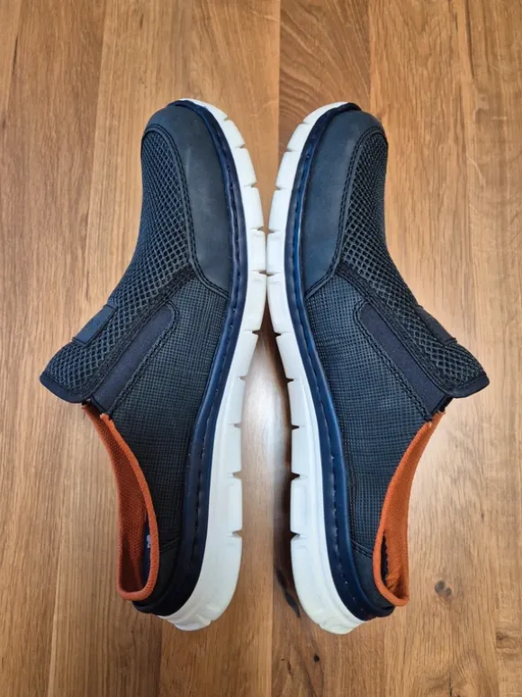 Herren Slipper Rieker Gr 44 blau MemoSoft