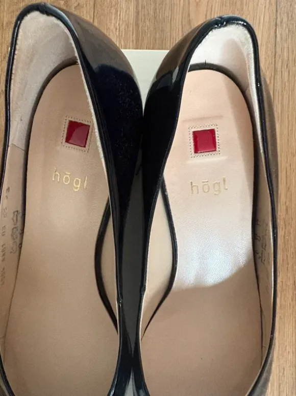 Högl Pumps schwarz Lackleder Größe 39,5