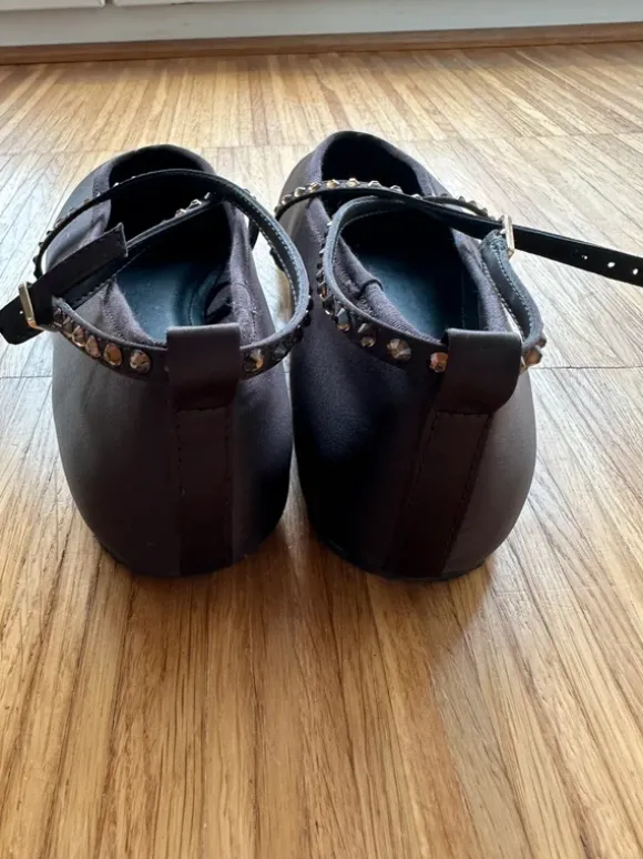 H&M Braune Satin Ballerinas mit Strass