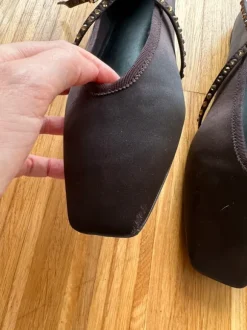 H&M Braune Satin Ballerinas mit Strass