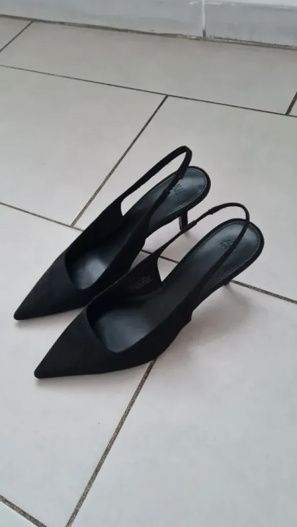 H&M slingback 39 kittenheels schwarz