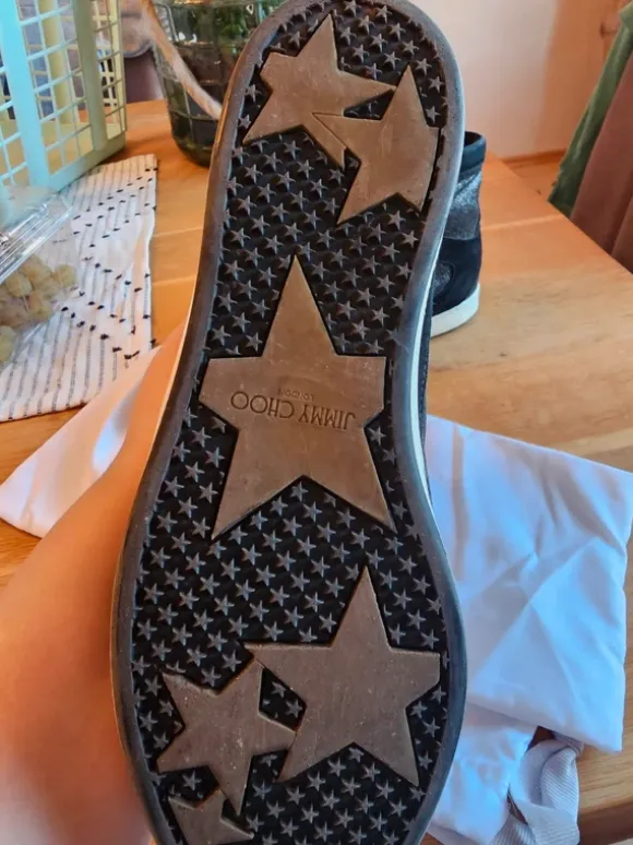 Hohe Sneaker Jimmy Choo schwarz Glitzer Gr. 38