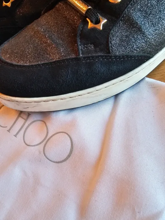 Hohe Sneaker Jimmy Choo schwarz Glitzer Gr. 38