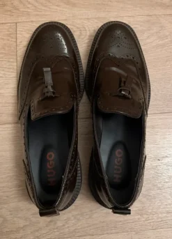HUGO Lysander Dark Brown Leather Tassel Loafers