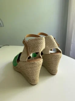 Kanna metallic green espadrille with heels