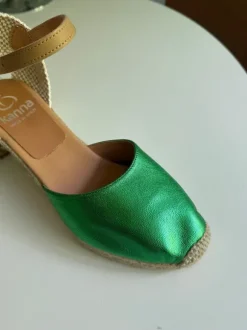 Kanna metallic green espadrille with heels