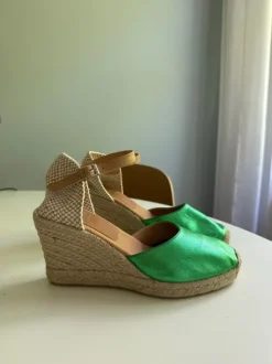 Kanna metallic green espadrille with heels