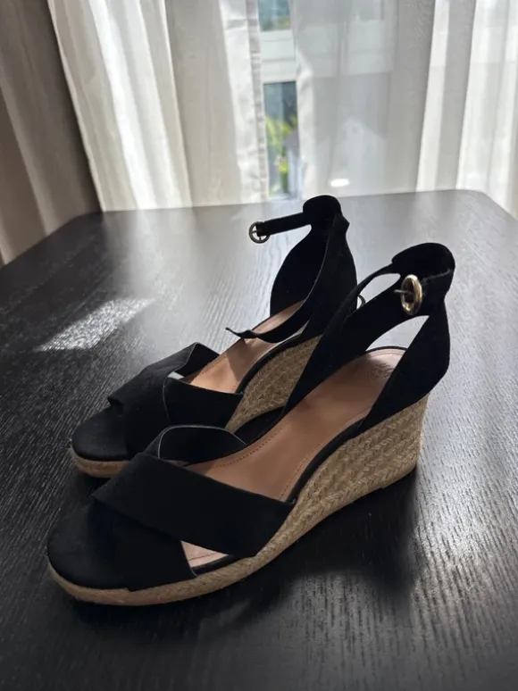 Keil Absatz, Schwarz, Sommerschuhe, hohe Schuhe