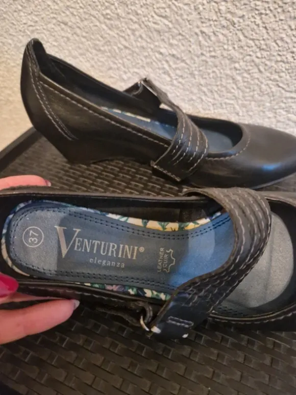 Keilabsatz schwarz Damenschuhe Klettverschluss 37 Venturini