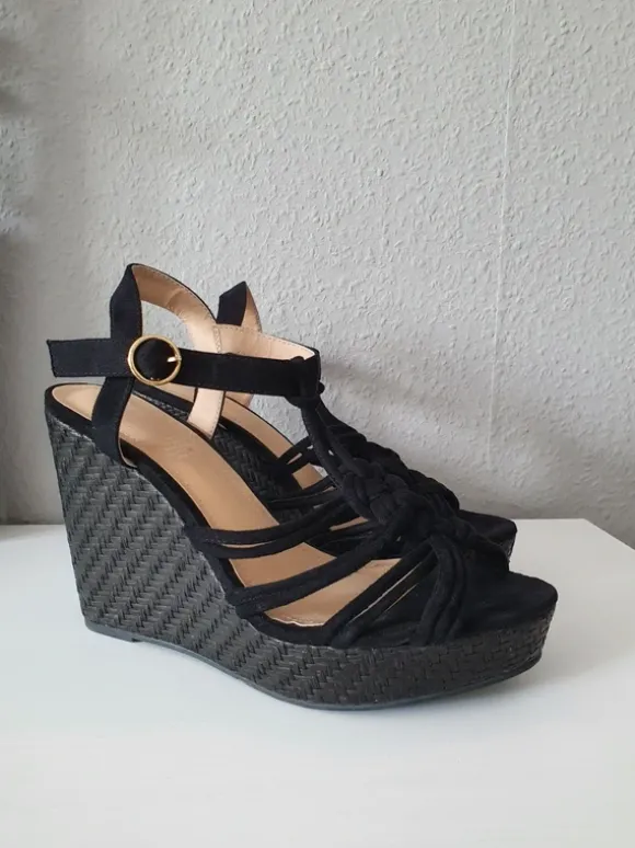 Keilsandalen Sandalen H&M Gr. 41 schwarz Sommer Gothic