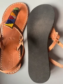 Laidback London leren sandalen met kralen