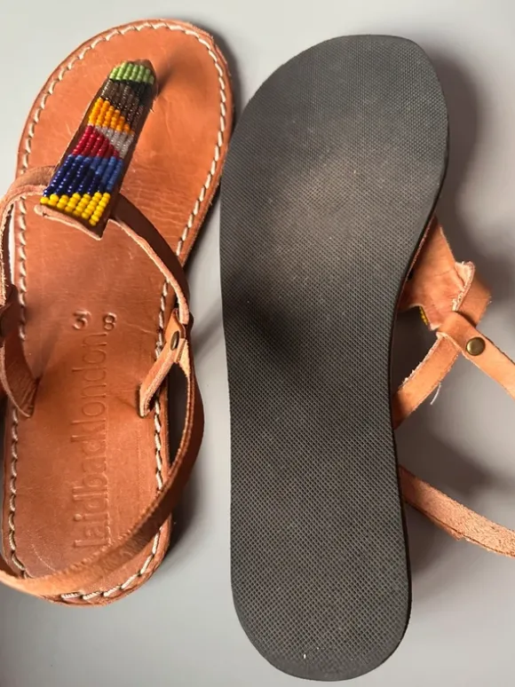 Laidback London leren sandalen met kralen