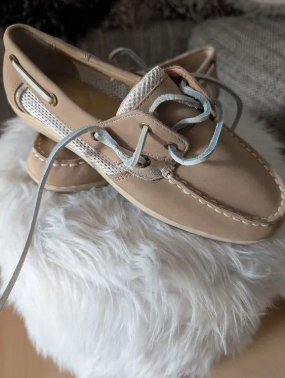 Lands' End Bootsschuhe/ Segelschuhe/ Mokassin Damen Beige Größe 37 Neu Echtleder/Wildleder.