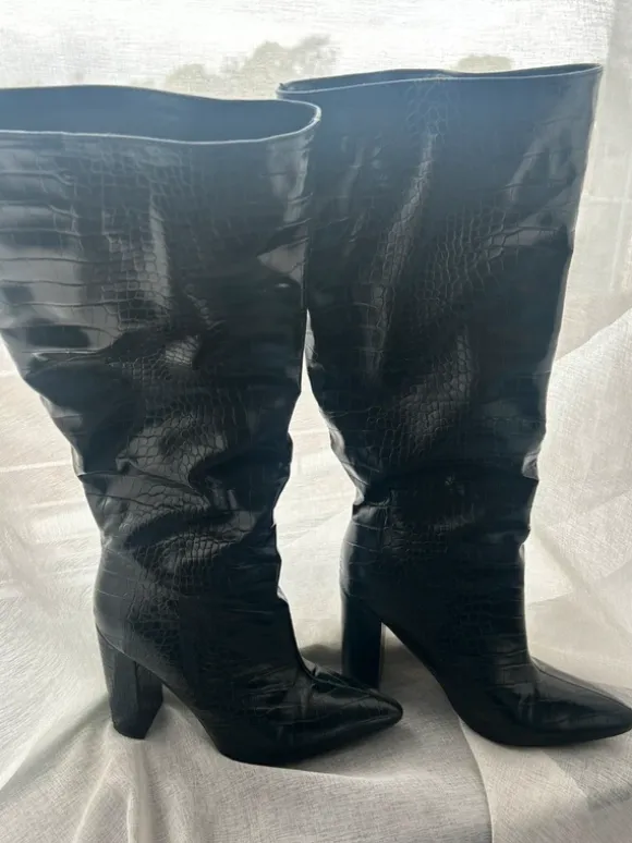 Lange Laarzen Faux Leather Croc Design Maat 39 (lees beschrijving voor het kopen aub)