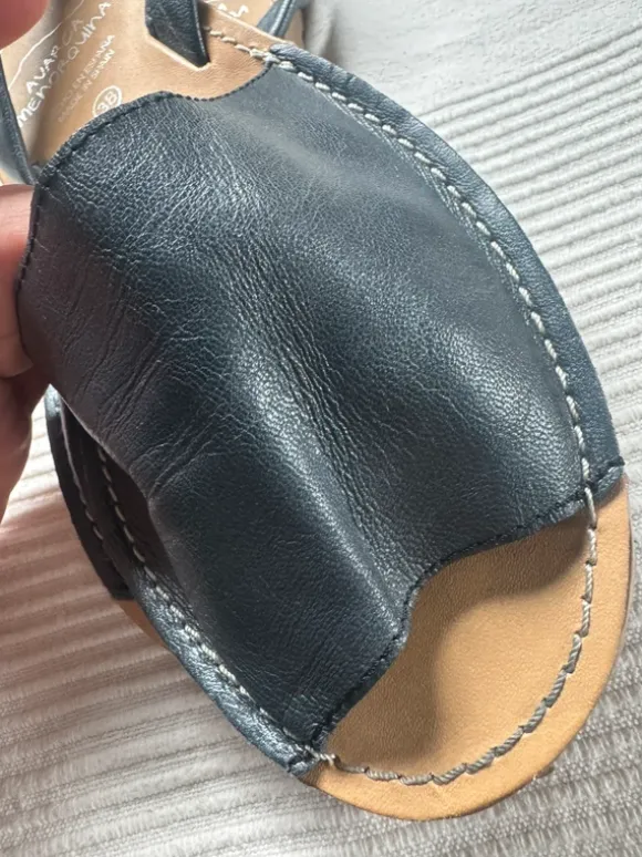Leder Damensandalen dunkelblau gr. 38