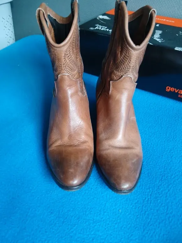 Manfield Cognac Leren Cowboylaarzen / Western Boots – Maat 40