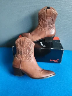 Manfield Cognac Leren Cowboylaarzen / Western Boots – Maat 40