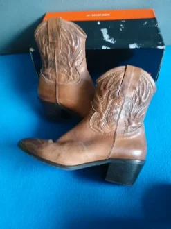 Manfield Cognac Leren Cowboylaarzen / Western Boots – Maat 40