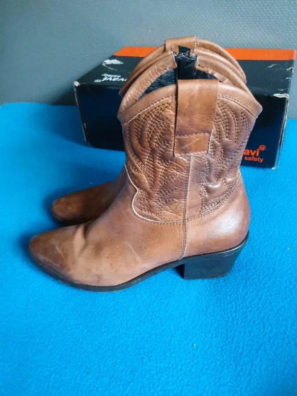 Manfield Cognac Leren Cowboylaarzen / Western Boots – Maat 40