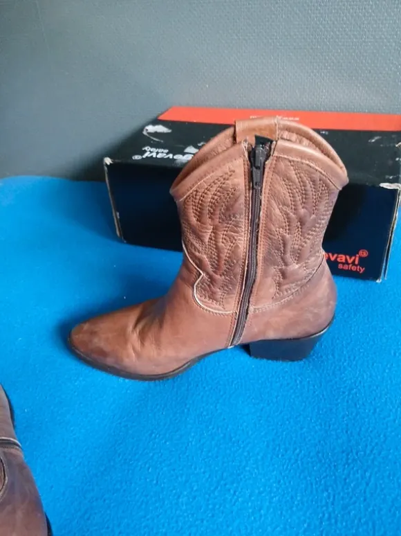 Manfield Cognac Leren Cowboylaarzen / Western Boots – Maat 40