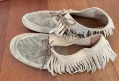 Marc Schoss Ballerina Mokassins Leder Fransen Gr. 42 beige