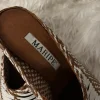 Maripé geflochtenes Leder + Mule / Kitten Heels Gr. 38,5 braun / weiß - super Zustand