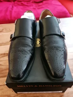 Melvin & Hamilton Double Monk Straps – Schwarz – hochwertiges Leder – 43