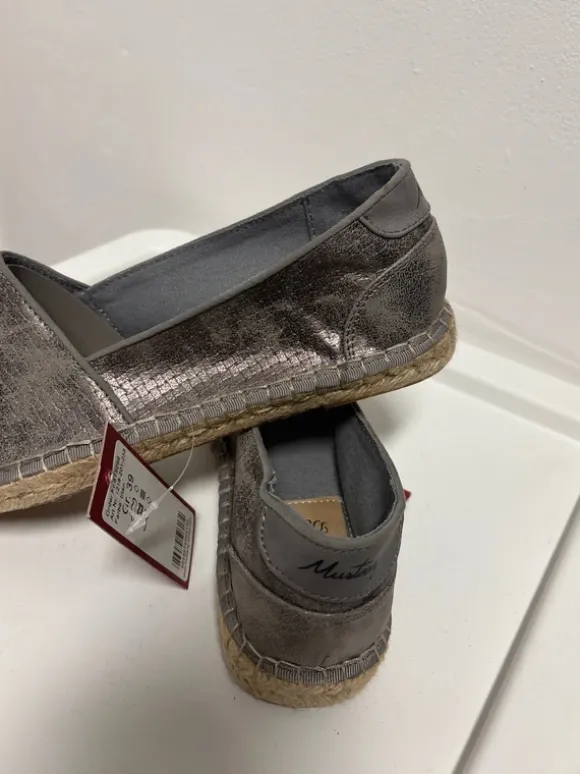 Mustang Espadrilles Gr.39 grau Silber Neu mit Etikett